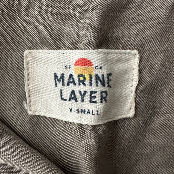 Marine Layer Lyocell Olive Khaki Long Sleeve Button Up Collar Shirt women XS - Picture 6 of 7